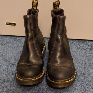 Dr. Martens Cadence Black Leather Boots with Yellow Stitching